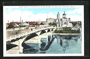 Bild des Verkufers fr Postcard Hamilton, OH, South Side of High, Main Street Bridge ans Sky Line zum Verkauf von Bartko-Reher