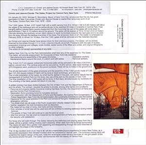 Seller image for Press Release. Christo and Jeanne-Claude : The Gates, Project for Central Park, New York for sale by Specific Object / David Platzker