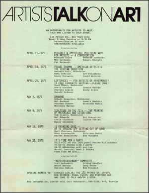 Imagen del vendedor de Artists Talk on Art : An Opportunity for Artists to Meet, Talk and Listen to Each Other a la venta por Specific Object / David Platzker