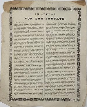 AN APPEAL / FOR THE SABBATH [drop-title followed by 13 paragraphs of text in two columns separate...