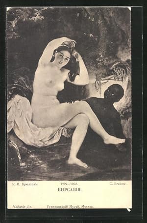 Bild des Verkufers fr Knstler-Ansichtskarte C. Brullow, nackte Frau mit einem Jungen an ihrer Seite, Rotes Kreuz Russland zum Verkauf von Bartko-Reher
