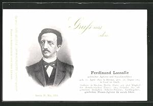 Ansichtskarte Ferdinand Lassalle, politischer Agitator und Sozialistenführer