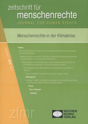 Seller image for Menschenrechte in der Klimakrise. mit Beitr. von . Hrsg. von Tessa Debus . / Zeitschrift fr Menschenrechte ; Jg. 4, Nr. 2 for sale by Versandantiquariat Ottomar Khler