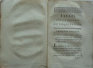 Traités sur L'Équitation. Vorgebunden: Traité de la Cavalerie de XENOPHON (S. 1-52), Dann ESSAIS ...