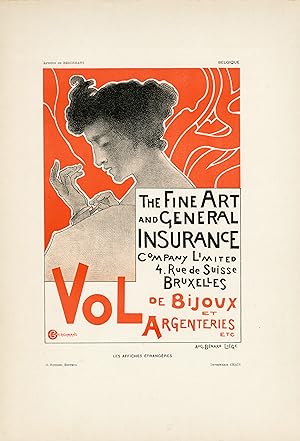"FINE ART & GENERAL INSURANCE" Planche originale entoilée "Les AFFICHES ÉTRANGÈRES" / G. BOUDET é...
