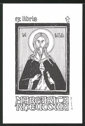 Bild des Verkufers fr Exlibris Margarica Rheutouia, Heilige Person zum Verkauf von Bartko-Reher