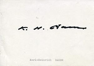 Bild des Verkufers fr Karl Heinrich Bauer autograph | Signed card zum Verkauf von Markus Brandes Autographs GmbH