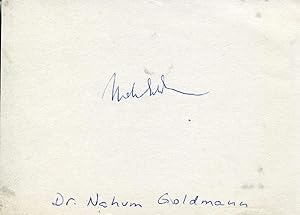 Bild des Verkufers fr Nahum Goldmann autograph | Signed album page zum Verkauf von Markus Brandes Autographs GmbH