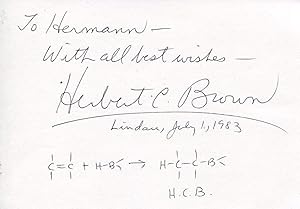 Bild des Verkufers fr Herbert C. Brown autograph | Autograph chemical formula signed zum Verkauf von Markus Brandes Autographs GmbH