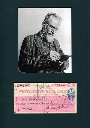 George Bernard Shaw autograph | Signed check mounted