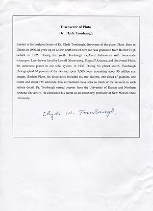Imagen del vendedor de Clyde William Tombaugh autograph, typed biography signed a la venta por Markus Brandes Autographs GmbH