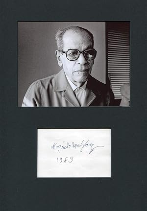 Naguib Mahfouz autograph | Signed album page mounted