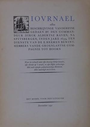 Journael ofte beschrijvinge van de reyse gedaen . na Spitsbergen, inden jare 1639, ten dienste va...