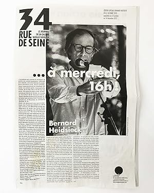 Bild des Verkufers fr 34 Rue de Seine - Issue No. 8 (Special Edition - Bernard Heidsieck) zum Verkauf von William Allen Word & Image