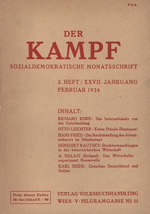 Bild des Verkufers fr Der Kampf. Sozialdemokratische Monatsschrift (1919 ab Nr. 5: Wochenschrift). zum Verkauf von Georg Fritsch Antiquariat