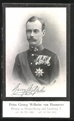 Ansichtskarte Prinz Georg Wilhelm von Hannover, geb. 28.10.1880, gest. 20.5.1912