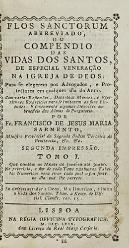 Bild des Verkufers fr FLOS SANCTORUM ABBREVIADO, OU COMPENDIO DAS VIDAS DOS SANTOS, zum Verkauf von Livraria Castro e Silva