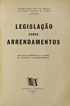 Image du vendeur pour LEGISLAO SOBRE ARRENDAMENTOS. mis en vente par Livraria Castro e Silva