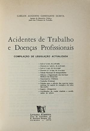 Seller image for ACIDENTES DE TRABALHO E DOENAS PROFISSIONAIS. for sale by Livraria Castro e Silva