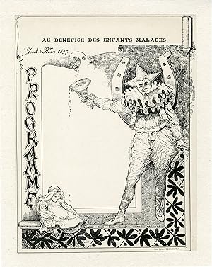 "AU BÉNÉFICE DES ENFANTS MALADES" Couverture originale de programme 1897 entoilée / Litho par Jul...