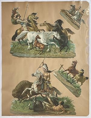 [Four Embossed Chromolithographed Wild West Die-cuts]