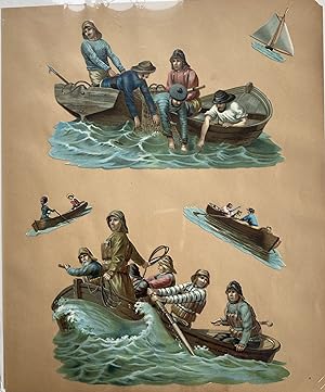 [Five Embossed Chromolithographed Nautical or Marine Die-cuts]