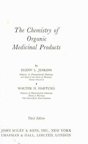 Imagen del vendedor de Chemistry of Organic Medicinal Products, 3rd Edition a la venta por Z-A LLC