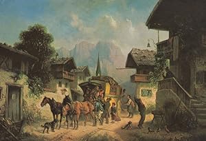 Adolf Schmidt German Horse & Cart Transport 1800s Painting Postcard