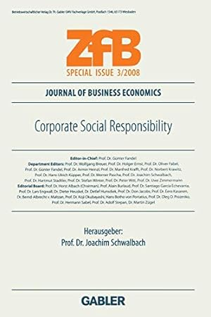 Seller image for Corporate Social Responsibility (ZfB Special Issue) (German Edition) [Paperback ] for sale by booksXpress