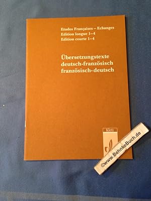 Seller image for Etudes franaises, changes; Teil: Edition longue, dition courte. 1/4. / bersetzungstexte deutsch-franzsisch, franzsisch-deutsch. / [Hauptbd.]. / Hrsg. von Alfred Gller for sale by Antiquariat BehnkeBuch