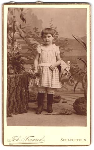 Bild des Verkufers fr Fotografie Joh. Freund, Schlchtern, Portrait kleines Mdchen im modischen Kleid zum Verkauf von Bartko-Reher