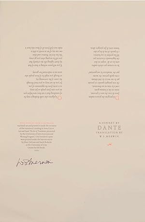 A Sonnet by Dante (Signed Broadside)