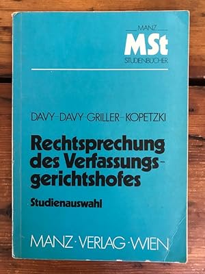 Immagine del venditore per Rechtssprechung des Verfassungsgerichtshofes - Studienauswahl venduto da Antiquariat Liber Antiqua