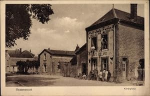 Ansichtskarte / Postkarte Bazancourt Marne, Kirchplatz, Cafe Billard, Aufschrift Gott strafe England
