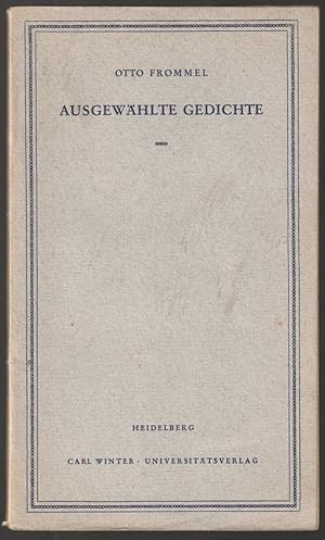 Bild des Verkufers fr Ausgewhlte Gedichte. zum Verkauf von Antiquariat Dennis R. Plummer