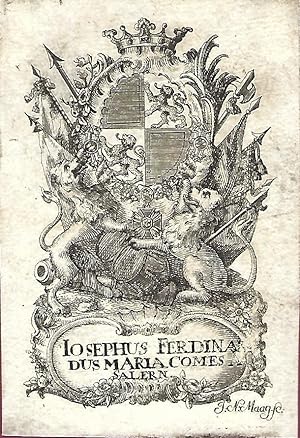 Exlibris für Josephus Ferdinandus Comes Salern. Kupferstich. Spätes 18. Jhdt.