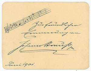 Bild des Verkufers fr Autograph musical quotation signed. zum Verkauf von Antiquariat INLIBRIS Gilhofer Nfg. GmbH