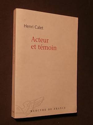 Image du vendeur pour Acteur et tmoin mis en vente par Tant qu'il y aura des livres