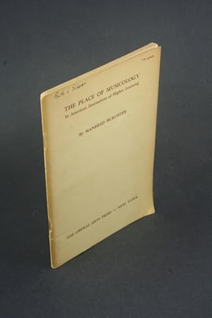 Imagen del vendedor de The Place of Musicology in American Institutions of Higher Learning. a la venta por Steven Wolfe Books