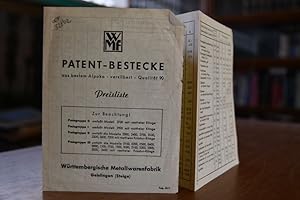 WMF Patent-Bestecke aus bestem Alpaka -versilbert- Qualität 90. Preisliste 53/1.