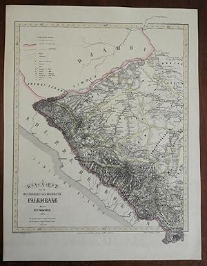 Palembang Dutch East Indies Indonesia Sumatra c. 1858 Haren large detail map