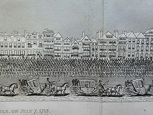 The Strand London Panoramic Street Scene Carriage Procession 1829 engraved view