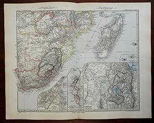 South Africa Boer Republics Zanzibar Madagascar 1896 Luddecke detailed map