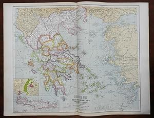 Kingdom of Greece Macedonia Aegean Islands Athens 1914 Philip & Son scarce map