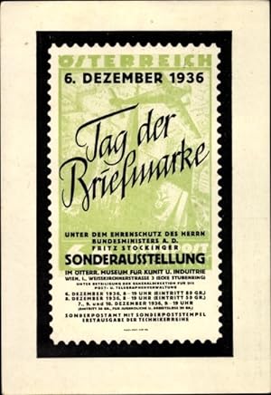 Ganzsache Ansichtskarte / Postkarte Wien, Tag der Briefmarke 1936, Verband österreichischer Phila...