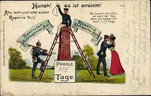 Litho Hurrah es ist erreich, Parole 100 Tage, Rekruten aufsteigender Ast - Bruno Bürger 7075