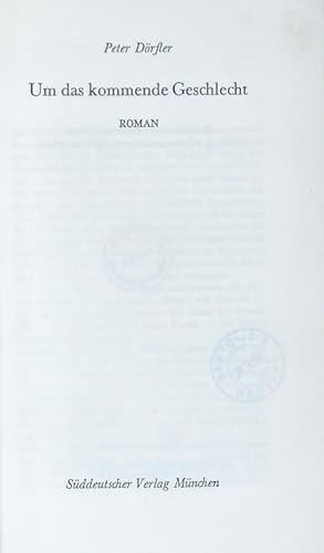 Immagine del venditore per Um das kommende Geschlecht. Roman. venduto da Antiquariat Bookfarm