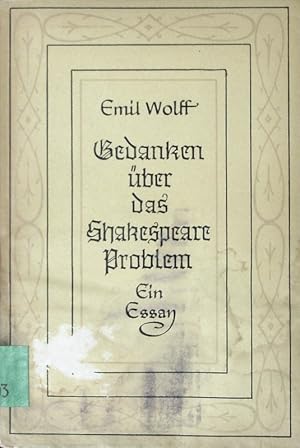 Imagen del vendedor de Gedanken ber das Shakespeare-Problem. a la venta por Antiquariat Bookfarm