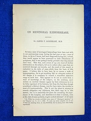 Bild des Verkufers fr On Meningeal Haemorrhage. By JAMES F. GOODHART A disbound 1876 Guy's Hospital Report. zum Verkauf von Tony Hutchinson