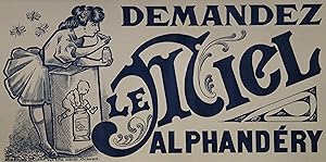 "MIEL ALPHANDERY" Affichette d'intérieur originale entoilée / Typo-litho PREVOT Avignon années 20